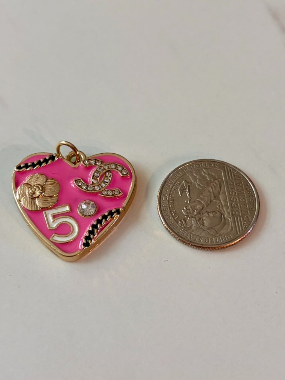 Hot Pink Chanel Heart CC Zipper Pull Charm - Picture 2 of 3
